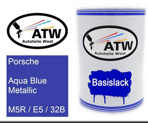 Porsche, Aqua Blue Metallic, M5R / E5 / 32B: 500ml Lackdose, von ATW Autoteile West.